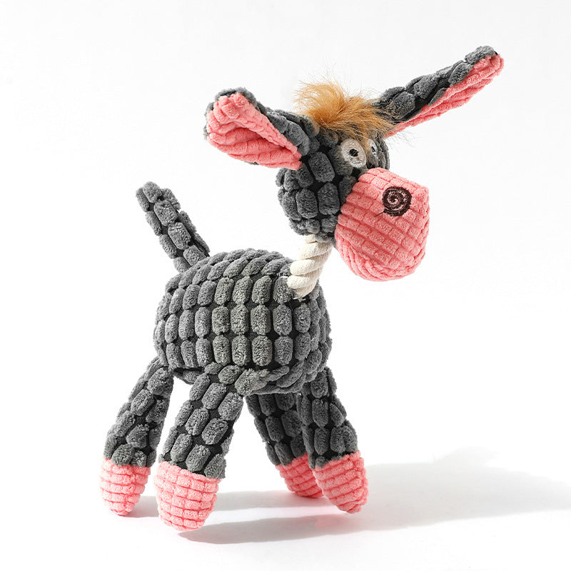 Grey Goofy Plush Donkey Squeaky Dog Toy