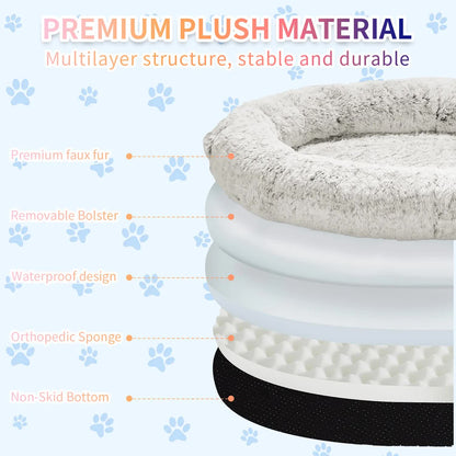 Anti-Anxiety Fluffy Donut Bed- Machine Washable Dark Gray Size:M 75*55*18cm