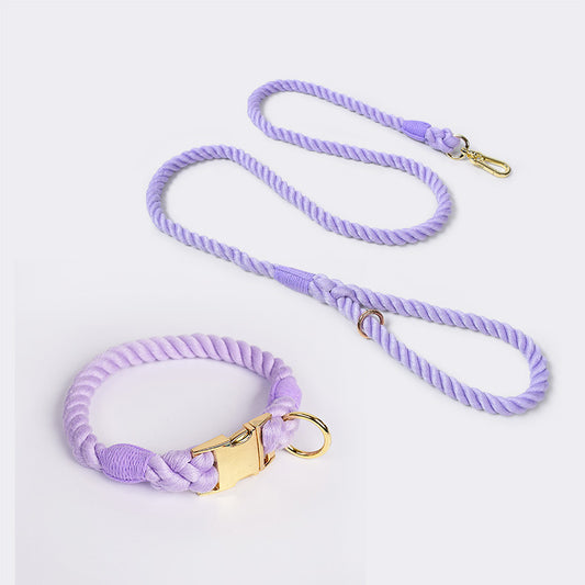 Handmade Rope Dog Collar and Leash Set  (Purple )